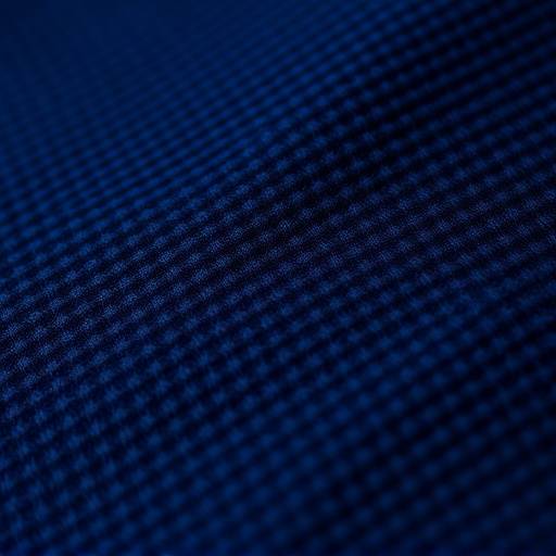 A close-up of a luxurious, deep blue wool suit fabric with intricate weave detail, highlighting the quality of materials.