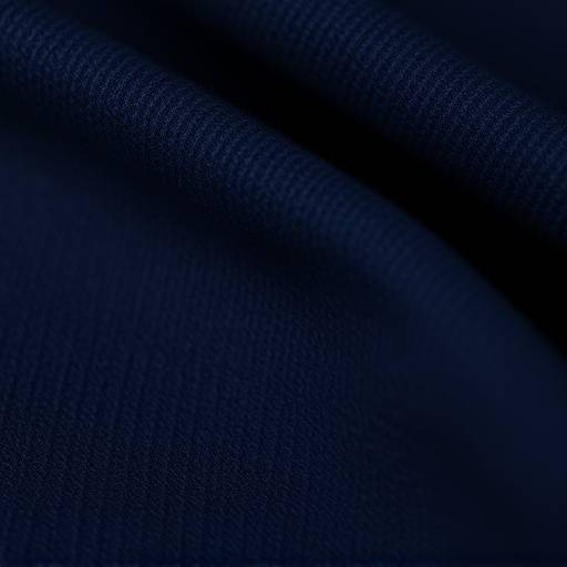 Close-up of a luxurious cashmere fabric swatch in a deep navy blue.
