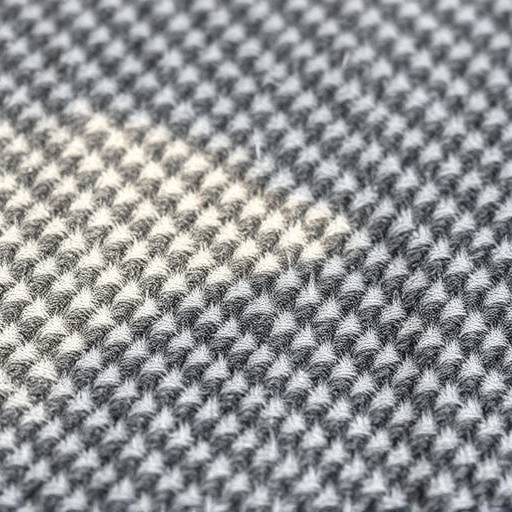 Close-up of a textured tweed fabric swatch in a herringbone pattern.